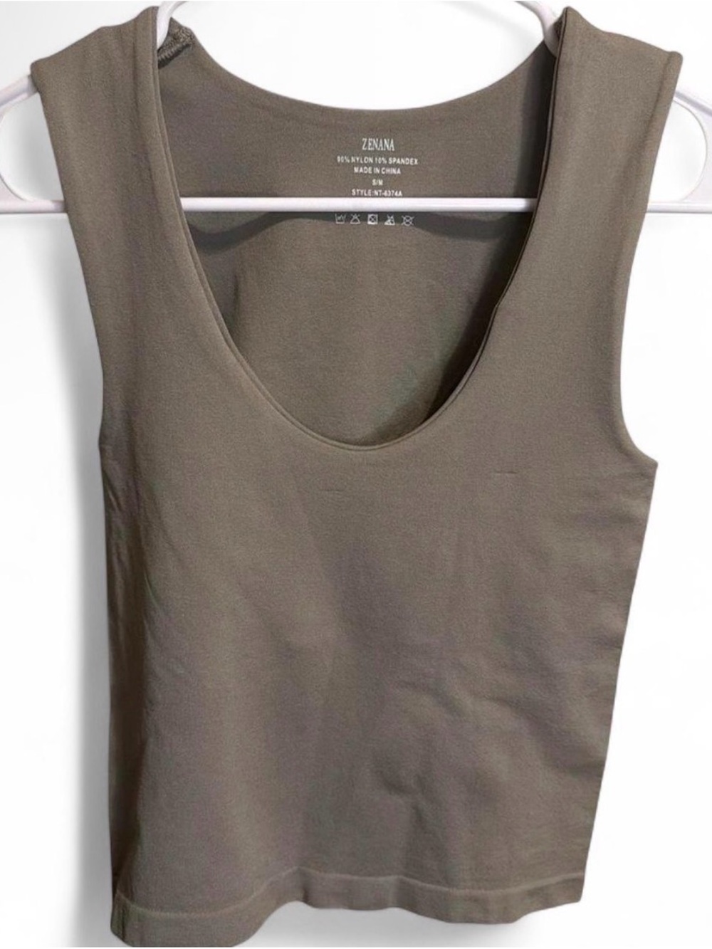 Zenana Outfitters Olive Taupe Scoop Neck Tank Top